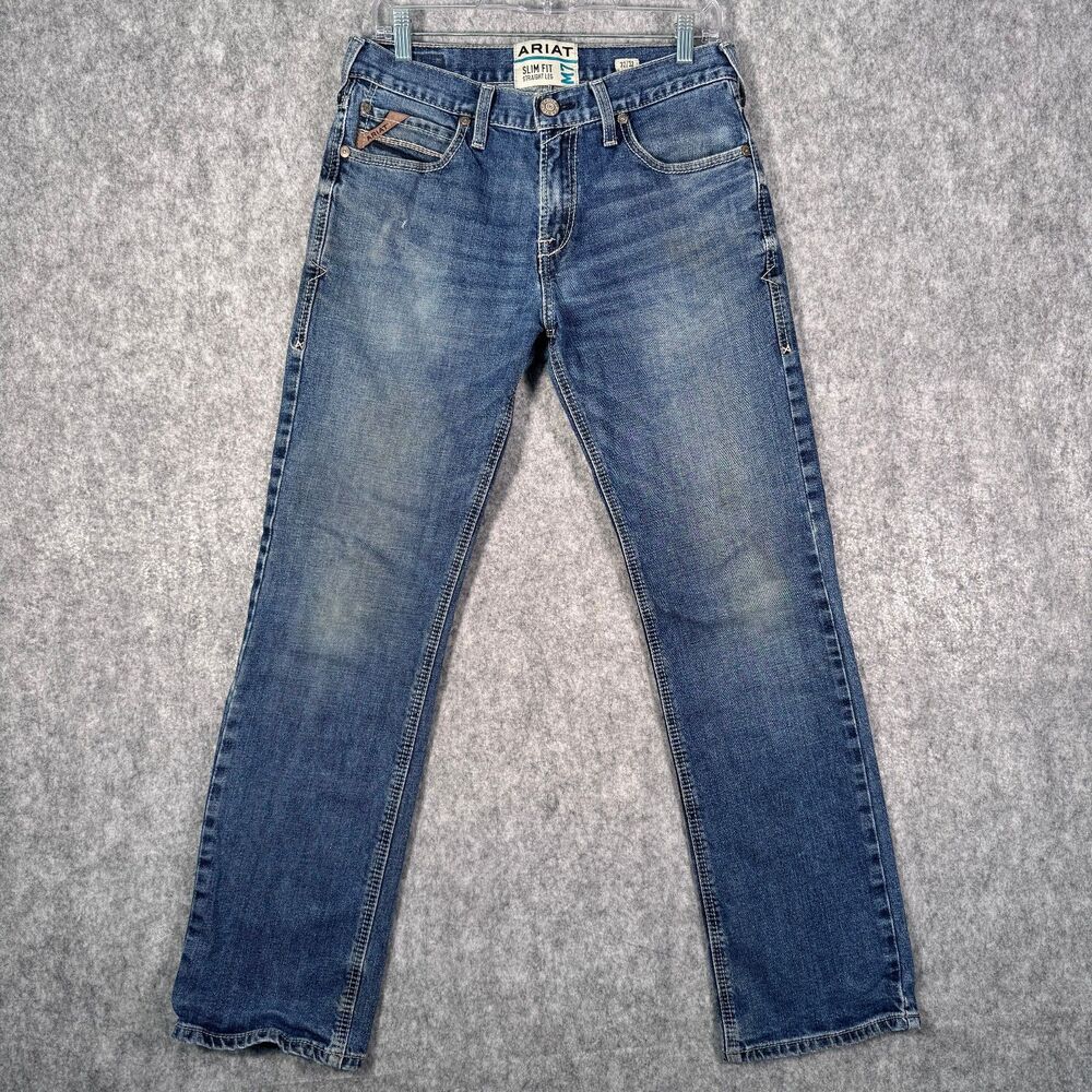 Ariat M7 Slim Fit Straight Leg Jeans Mens 32x32 Measured 30x30 Blue Western - Picture 1 of 12